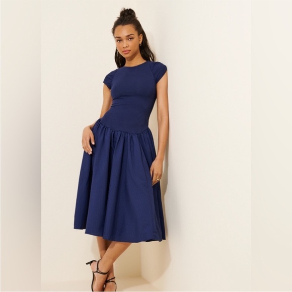 *NWT* Free People Afternoon Elegance Midi Dress in Indigo Pura - Picture 1 of 8